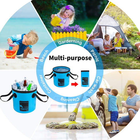 AUTODECO Collapsible Bucket 5 Gallon Container Folding Water Bucket Portable Wash Basin for Camping Fishing Travelling Outdoor Gardening Car Washi...