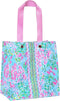 Lilly Pulitzer Pink/Blue Market Shopper Bag, Reusable Grocery Tote with Comfortable Shoulder Straps, Best Fishes...