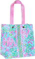 Lilly Pulitzer Pink/Blue Market Shopper Bag, Reusable Grocery Tote with Comfortable Shoulder Straps, Best Fishes...