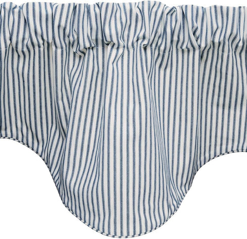 Window Treatments Valance Curtains Kitchen Valances Living Room, Blue Ticking Stripe, Short Swag, Rod Pocket 53 Inches x 18 Inches...