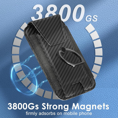 Magnetic Wallet Card Holder for iPhone 15/14/13/12 Series, 360°Rotation Finger Ring Kickstand, RFID Blocking, Store 7 Cards, Cell Phone Sleeves Ma...
