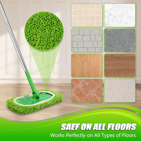 Set of 4 Reusable Microfiber Mop Pads Compatible with Swiffer Sweeper, Dry Sweeping Cloths, Washable Wet Mopping Cloth Refills for Floor Cleaning ...