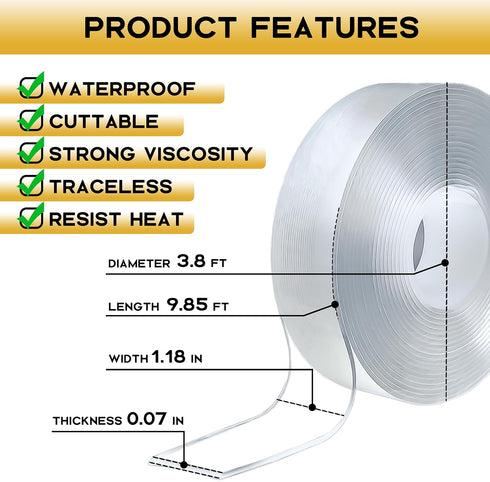 Nano Double Sided Tape Heavy Duty, Strong Double Sided Mounting Tape, Adhesive Mounting Tape, Wall Tape, Clear Poster Tape for Photo Frames, DIY C...