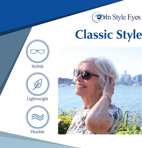 In Style Eyes Seymore Retro Bifocal Sunglasses - Full-Rimmed, Rectangle Frame Cheater Glasses - Non-Polarized Aspheric Lens...