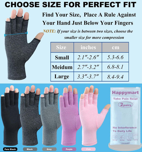 2 Pairs Arthritis Gloves for Women for Pain, Compression Gloves for Carpal Tunnel Relief, Rheumatoid Osteoarthritis, Fingerless Gloves for Women a...