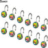 Sunlit Luxury Design Glitter Round Colorful Diamond Crystal Gem Bling with Glide Balls Shower Curtain Hooks, Rust Proof Metal Rhinestones Glam Sho...