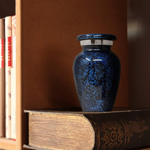 Small Blue Keepsake Cremation Urn for Human Ashes | Miniature Memorial Urns | Personal Cremation Keepsake | for Men or Women | Elegant Tribute for...