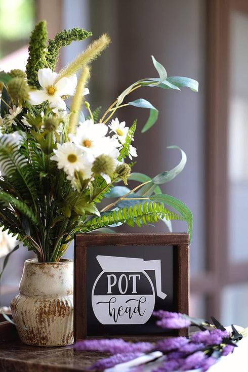 SIMPLY ANI Pot Head Coffee Signs, Coffee Sign for Coffee Bar, Funny Kitchen Decor, Farmhouse Coffee Signs Decor for Coffee Lovers, Coffee Bar Sign...