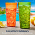US Acrylic Café Plastic Reusable Tumblers (Set of 12) 32-ounce Iced-Tea Cups, Assorted | Value Set of Restaurant Style Drinking Glasses, Stackable...