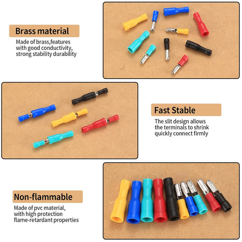 200 Pcs Bullet Connectors Male and Female, 22-16AWG Insulated Splice Female/Male Bullet Crimp Terminals Connectors, Electrical Bullet Crimp Wire C...