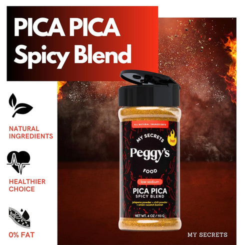 My Secrets Peggy's Food Pica Pica Spicy Blend - Premium Spice Mix with Jalapeño & Scotch Bonnet - 3.5 Oz...