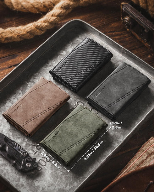 DUGRAFT ?????????????? Card Holder Wallet with ID Window,Magnetic Closure Leather Mens RFID Blocking Minimalist Pop-Up Wallet Aluminum Metal Credi...