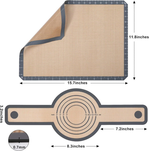 Sourdough Bread Baking Supplies Silicone Baking Mat/Silicone Bread Sling with Long Handle,Food Safe Silicone Mats for Baking,Non-Stick & Easy Clea...