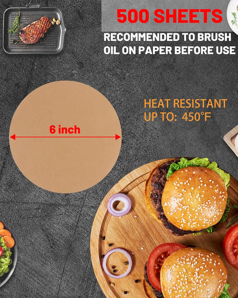 500 Pcs Parchment Paper Baking Sheets Round 6 Inch,Round Cake Pan Parchment liners,Baking Parchment Non-Stick Baking Parchment Paper Circles,Bakin...