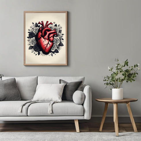 Posterizer 1 pcs-Rustic Floral Heart Shabby Chic Print-Romantic Art-Science & Medical Art- Gift for Men Women Entrepreneur Teens-Decor for Home & ...