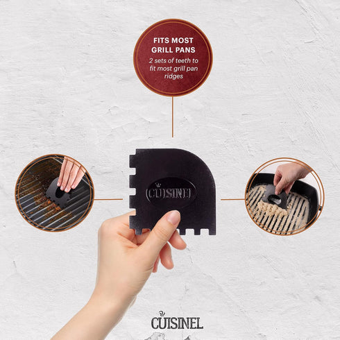 Cuisinel Pan Scraper Tool Set - Flexible Kitchen Cleaning Utensil for Cast Iron Grill Pans, Skillets, Pots, Dishes - Pack of 3 Small Durable Plast...
