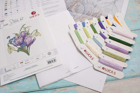 Luca-S Counted Cross Stitch kit Spring Flowers, 17x19cm, DIY...