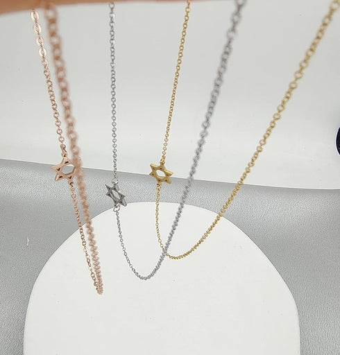 RUIZHEN Stainless Steel Sideways Star of David Choker Necklace for Girls...
