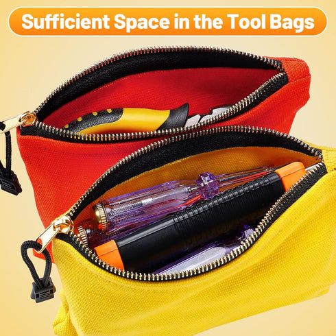 ANPHSIN 4 Pack Canvas Tool Bags - Heavy Duty Zipper Pouch Set, 7''x4.7'' Multipurpose Small Tools Storage Organizer with Dependable Zipper...