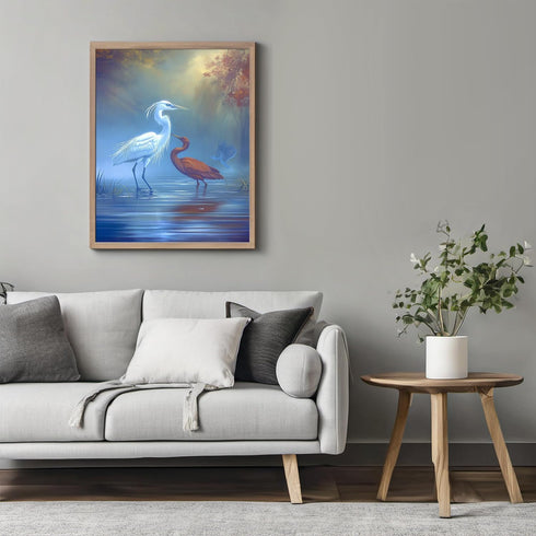 Posterizer 1 pcs-beautiful art work of pair of heron birds in nature 3-Art for Animal Lovers Gift for Art Lovers Decorations for Bedroom, Office, ...