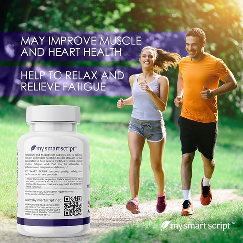 Potassium Magnesium Supplement - 450mg Potassium, 375mg Magnesium - Natural Ingredients, Fast Absorption, Easy to Take - Vegan, Non-GMO, Zero Glut...