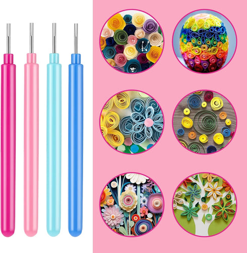 4pc Quilling Kit Quilling Tool 4.13inch Supplies Quilling Paper Bead Roller Tools for Paper Flowers Crafts Colorful Paper Strip Quilling Needle Pe...