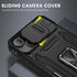 Maxdara for iPhone 15 Case, with Slide Camera Cover & Built-in Rotating Kickstand Ring & Front Glass Screen Protector Phone Case for iPhone 15 6.1...
