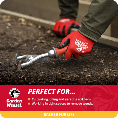Garden Weasel Double-Sided Garden Cultivator/Tiller | Cultivate, Till, Break Up Soil | Planting and Gardening Hand Digging Tool, Heavy Duty Cultiv...