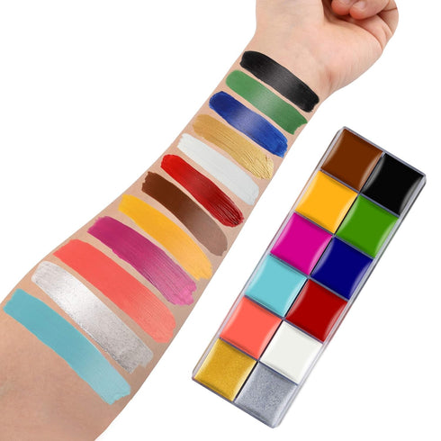 Face Paint Makeup Palette Face Body Paint Set 12 Colors Christmas Halloween Face Paint Kit Sfx Makeup palette Cosplay Makeup Kit with 12 Brushes (...