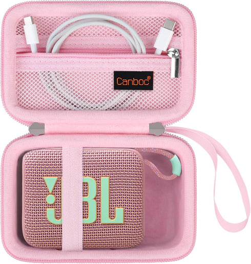 Canboc Carrying Case Compatible with JBL Go 4 Portable Bluetooth Speaker, Zipper Mesh Pocket fits USB Cable, Pink (Case Only)...