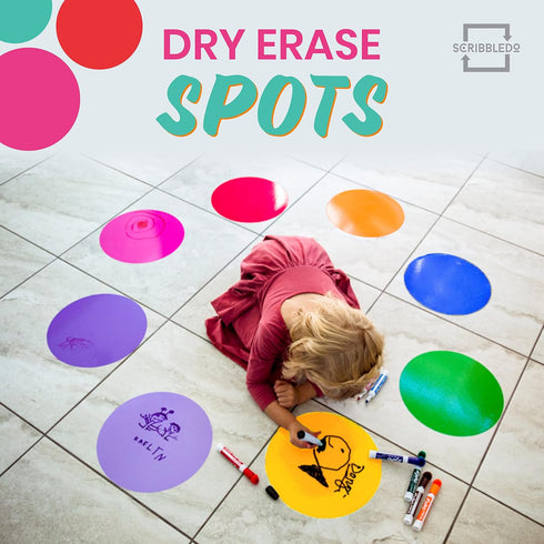 SCRIBBLEDO 8 Pack Dry Erase Dots 11 inch Colorful Dry Erase Circles for Tables Whiteboard Wall Removable Vinyl for School Classroom Teachers Stude...