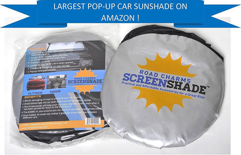 Windshield Sun Shade - Jumbo XL (70 x 35 inches) Car Window Shade - Easy to Use Folding Shade Nylon UV Protector - Keeps Car Cool - Pop-Up Style -...