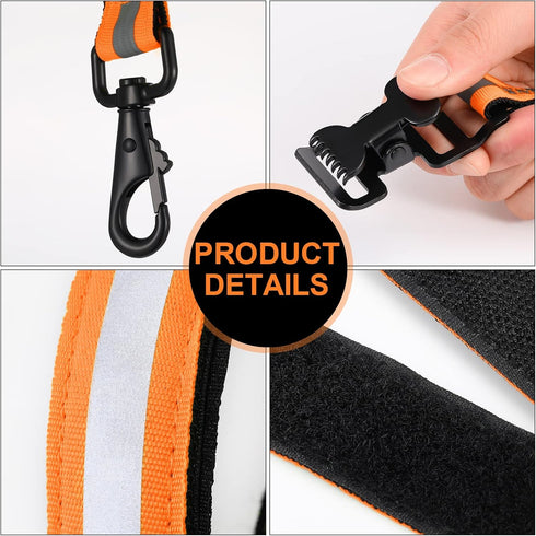 Shappy 2 Pieces Firefighter Glove Strap with Reflective Trim Firefighting Glove Safety Strap Turnout with Swivel Snap Hook Clip (Orange)...