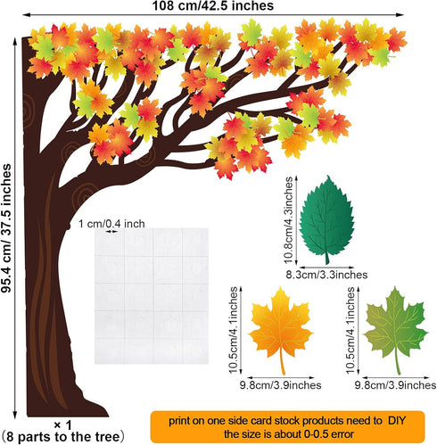 128 Pcs Classroom Tree Bulletin Board Set Woodland Whimsy Tree for Bulletin Board Leaves Cutout Classroom Tree Wall Decor for School Classroom Cha...