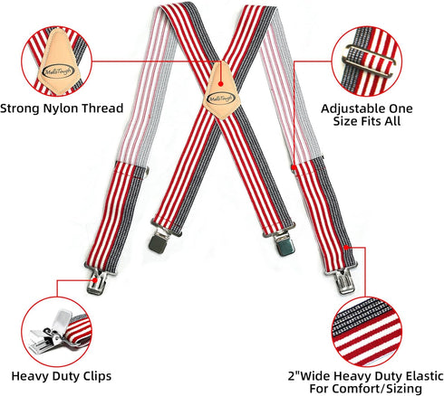 MELOTOUGH Men's Suspenders Fully Elastic 2 inch Wide X back Heavy Duty Work Suspenders...