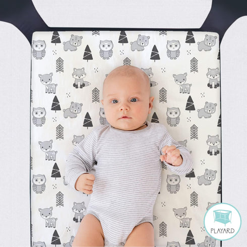 The Peanutshell Mini Crib Sheet Set - 3 Pack - Multiuse for Pack n Play, Playard, Playpen, Mini Crib - Woodland Animals...