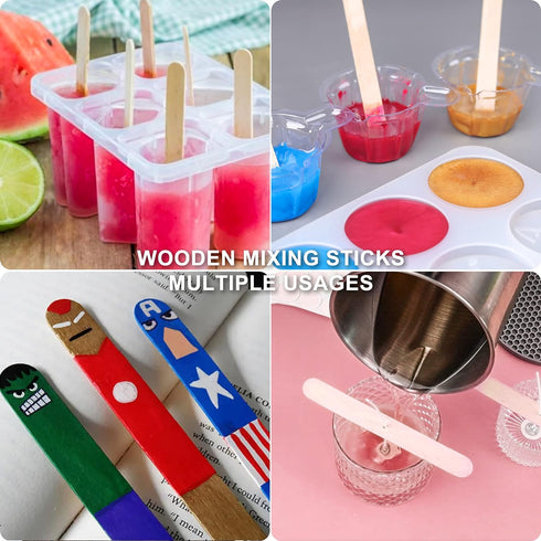 LET'S RESIN Epoxy Mixing Cups Kit,200Pcs, Plastic, 30ml Disposable Measuring Cups,50 Wooden Stirring Sticks, Dropper for Paint Mixing, Jewelry Mak...