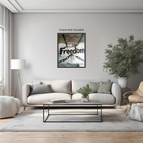 Posterizer-freedom-broken chains-inspiring typography art -4-Abstract & Modern Art Gift for Men Women Teens Decor for Home & Office- unframed wall...