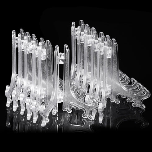 Boao 24 Pcs Plastic Easel Plate Display Stands Holders Picture Easel for Wedding Home Decoration(4 Inch,Clear)...