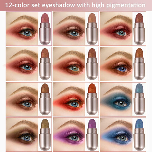 Boobeen 12 Colors Eyeshadow Palette High Pigmented Brighten Eyeshadow Set Blush Highlighting Powder Makeup Set Natural Eye Shadow Kit For Beginner...