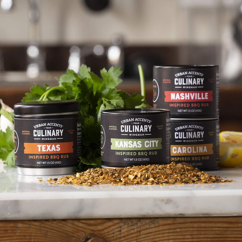 Urban Accents BBQ ROAD TRIP TOWER, Gourmet BBQ Rub Set, Grilling BBQ Rubs and Spices for Smoking Meat (Set of 4) - BBQ Meat Seasoning - Perfect Se...