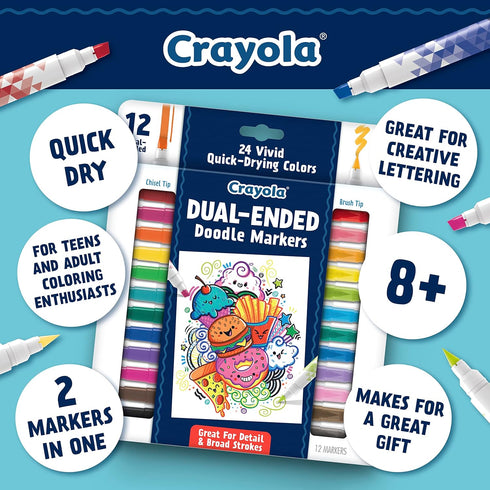 Crayola Dual Chisel Tip & Brush Markers, Art Markers, Gifts for Teens, 12ct...