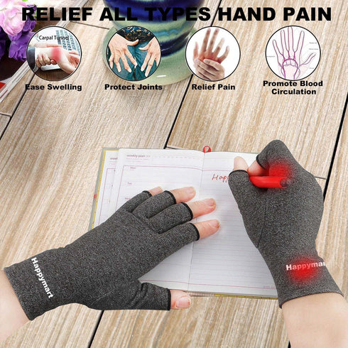 2 Pairs Arthritis Gloves for Women for Pain, Compression Gloves for Carpal Tunnel Relief, Rheumatoid Osteoarthritis, Fingerless Gloves for Women a...