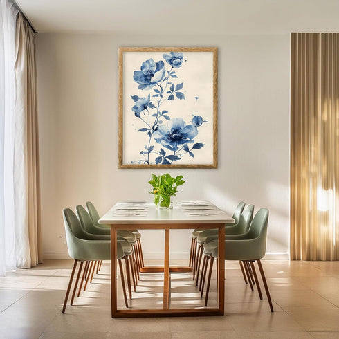 Posterizer 1 pcs-baby blue dainty flowers for chic decor-Floral & Botanical Art-Abstract & Modern Art-Decor for Home & Office- UNFRAMED Wall Art...