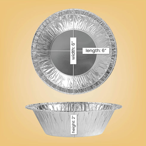 PLASTICPRO 6'' Inch Round Tin Foil Cake Pans Disposable Aluminum, Freezer & Oven Safe - For Baking, Cooking, Storage, Roasting, & Reheating, Pack ...