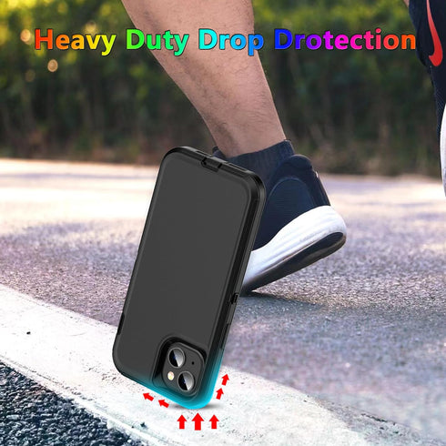 MXX Heavy Duty Case for iPhone 15 Plus, with Tempered Glass Screen Protector, Camera Lens Protector 3-Layer Full Body Protection Cover Shockproof ...