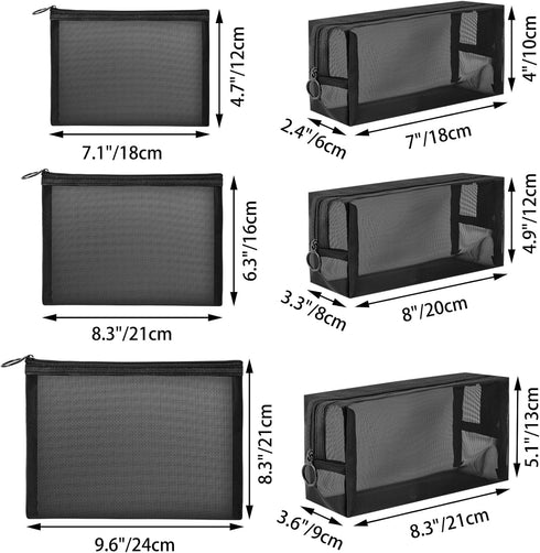 Mesh pouch,Mesh Cosmetic Bag Portable Makeup Pouch Travel Toiletry Bag for Makeup Organizer Home Office Travel Accessories,6 Pieces Mesh Makeup Ba...