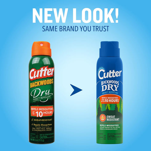 Cutter Backwoods Dry Insect Repellent, Mosquito Repellent, 25% DEET, Sweat Resistent, 4 Ounce (Aerosol Spray)...