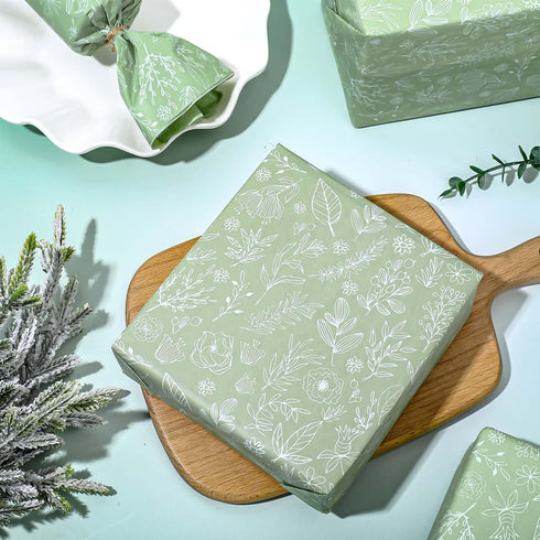 AnyDesign 100 Sheets Sage Green Wildflower Tissue Paper Green White Floral Gift Wrapping Paper Bulk Botanical Greenery Flower DIY Art Craft Paper ...