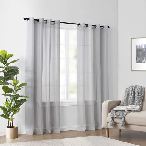 Odor Neutralizing Sheer Voile Grommet Window Curtain for Bedroom or Living Room (1 Panel), 59 in x 120 in, Light Grey...